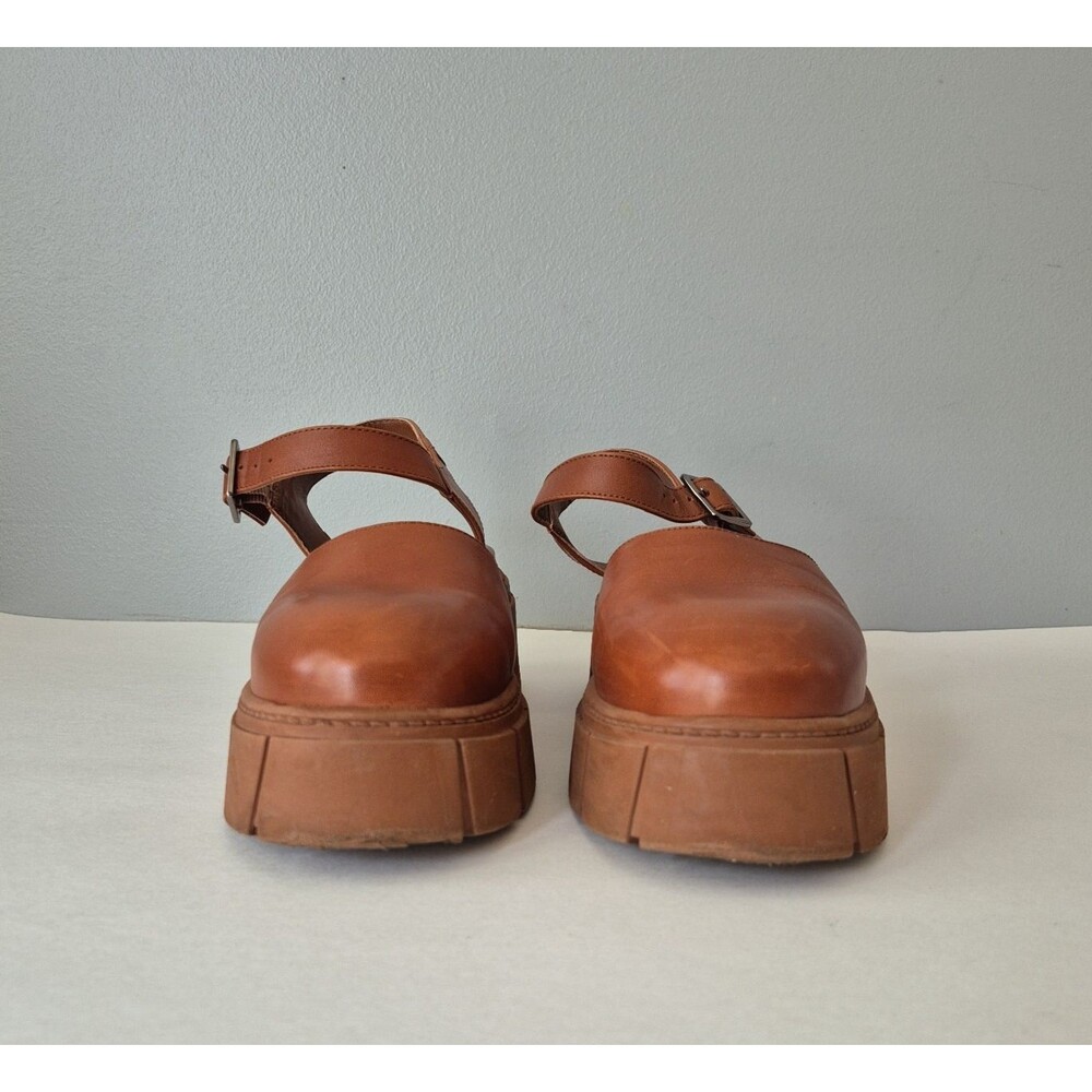 Free People Brown Leather Milan Closed Toe 3 Inch Platform Heels Womens 7.5 - Picture 5 of 8